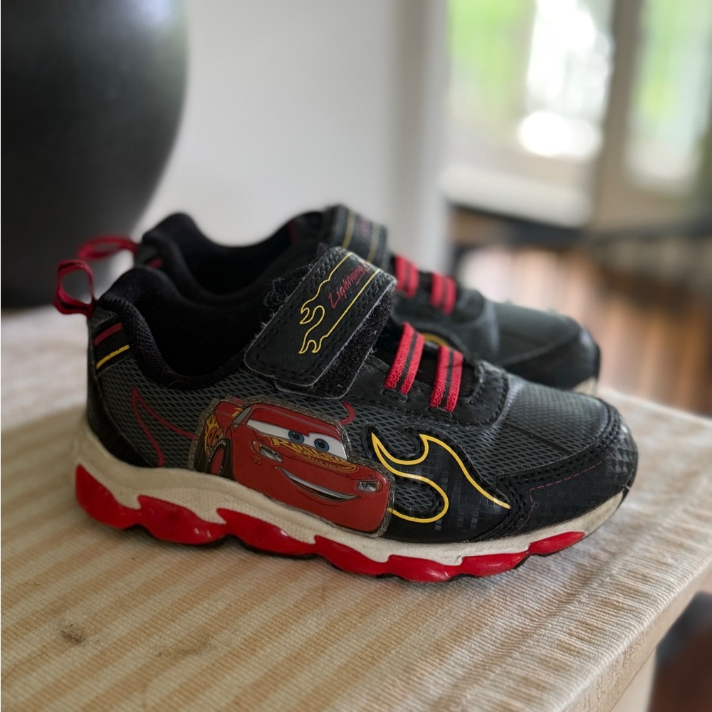 Lightning McQueen Black and Red Sneakers with Velcro Straps